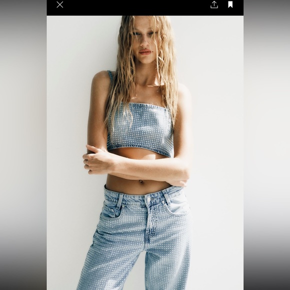 a whole set of rhinestone of jeans and crop top - Picture 6 of 13